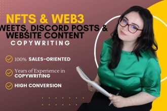 write nft tweets, discord posts, and website content copy