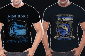 do fishing, hunting and camping bulk t shirt design for you