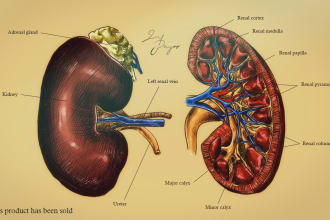 draw anatomy art for your project in kraft paper style