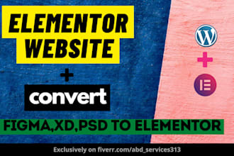 elementor expert for elementor website creation, PSD,xd,figma to elementor clone