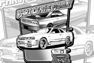 drawing line art car, automotive
