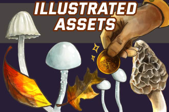 illustrate assets of fantasy nature or sci fi