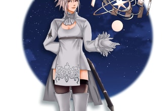 draw cool final fantasy xiv character