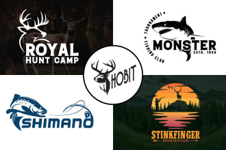 design vintage outdoor hunting and fishing logo