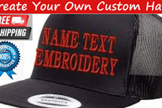 custom embroidered hats designed, name and  logo design free shipping