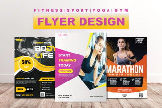 design creative fitness, gym, sports, workout, yoga flyers and posters