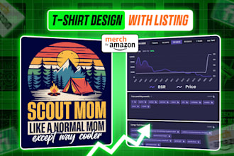 do t shirt design with seo optimized merch by amazon listing