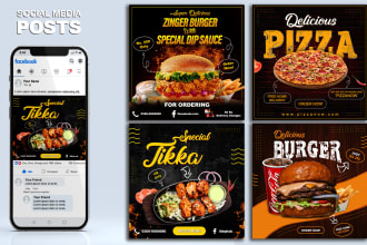 design innovative social media posts for your restaurant for instagram facebook