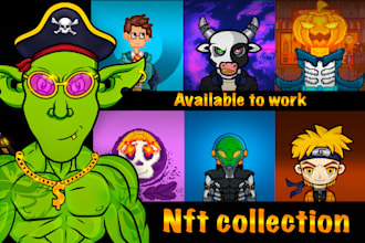 create custom cartoon character for your nft collection art