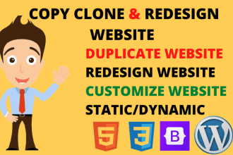 copy clone website in HTML CSS bootstrap and wordpress