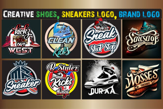 design shoes brand logo, sneakers store or for website