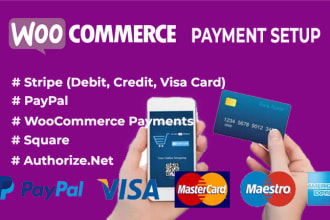 setup stripe, paypal, square payment gateway in ecommerce website