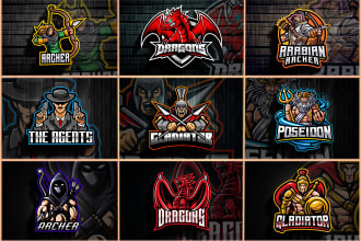 design gangster, gladiator, poseidon, archer, dragon logo