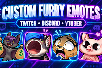 draw custom furry twitch emotes for your vtuber or oc