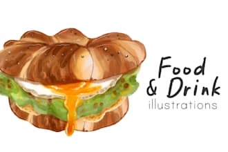 create watercolor food illustrations
