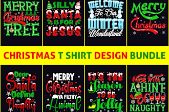 do custom christmas typography t shirt design for pod and merch