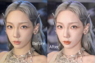 retouch, color correct and create korean natural makeup look