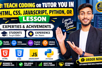 teach coding or tutor you in HTML, CSS, javascript, python, or lesson