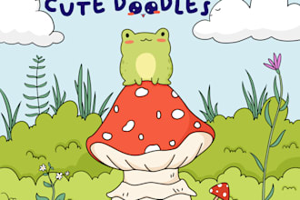 draw cute kawaii doodle illustrations for you