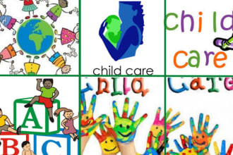 create children child care day care kids logo for you