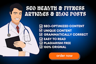 write seo health and fitness articles and blog posts