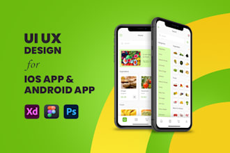 mobile UI UX design for ios app or android app