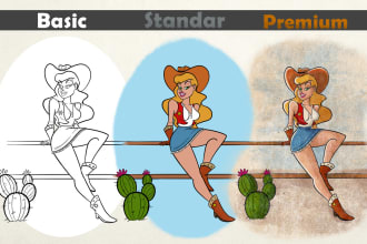draw your pin up girl in a retro style or nsfw
