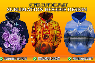 design sublimation hoodie, all over print design