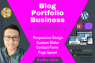 create wordpress blog, portfolio website, business wordpress website