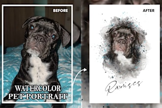 draw a watercolor pet portrait from your photo