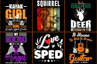 create custom bulk typography t shirt design for pod business