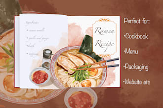 draw realistic food illustration in watercolor