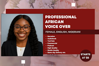 record a confident african voice over in 24 hours