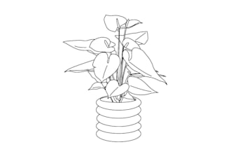 draw flower and plant one line art digital illustration