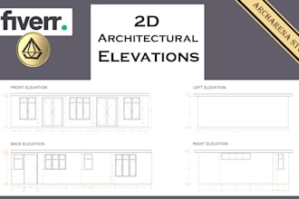 draw 2d architectural elevations and sections