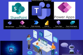 develop ms teams app, bots, tab, powerapps, automate, sharepoint, ai, amazon