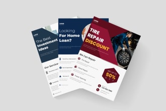 make flyers for tire repair service, loan service, and business investment