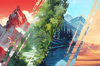 draw landscape illustration and background concept art, nft