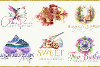 do an elegant signature feminine hand drawn watercolor boho logo