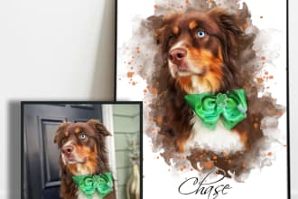 make a pet portrait with a watercolor style