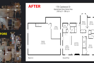 draw architectural 2d  floor plan from matterport in autocad