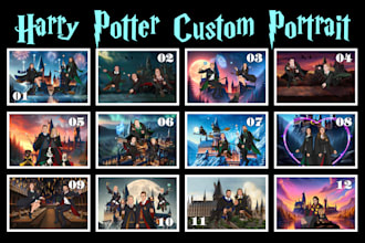 custom your family harry potter portrait from photo