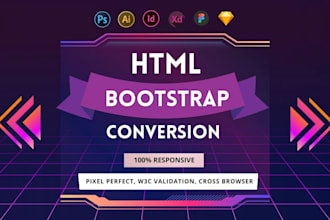 convert psd to html, xd to html, figma to html bootstrap responsive website