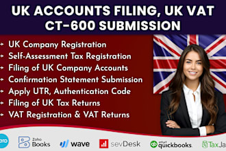 file UK company accounts, UK vat and UK self assessment return with hmrc, ct600