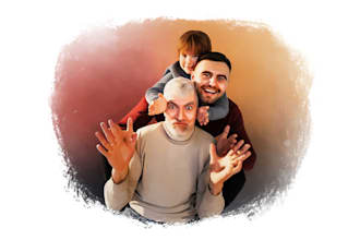 paint realistic digital oil paint family portrait, couple drawings