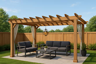 design gazebo, pergola or pavilion, 3d renders and layout