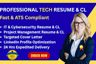 write IT, cybersecurity, engineering, and project management resume and cl