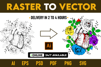 vectorize, redraw logo, convert drawing to  vector raster  file ai,svg,png,jpg