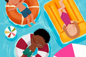 do children book illustration in this style no ai