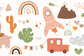create childrens illustrations for home decor